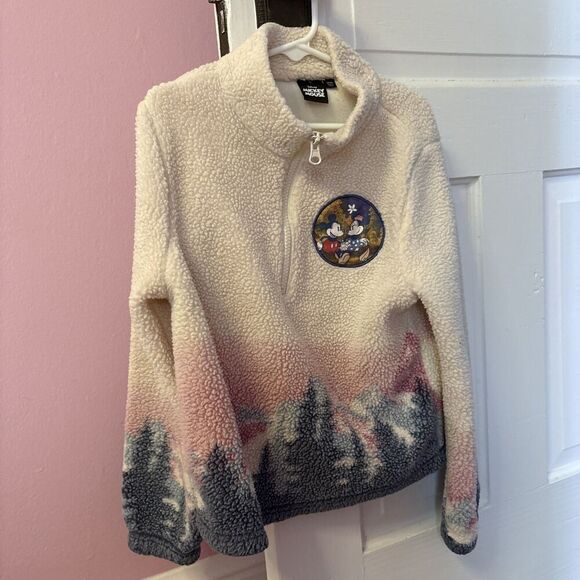 Disney Other - Disney Mickey & Minnie Mouse‎ Girls Fleece Pullover Zip Youth Size Med Pink